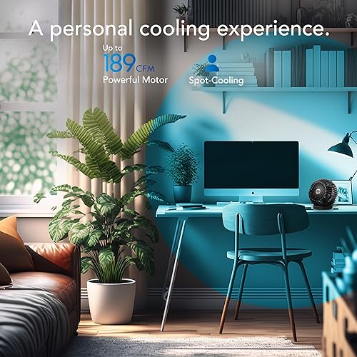 Vista 2 de Ventilador personal ajustable Vornado SPHERE, funcionamiento silencioso, flujo de aire de enfriamiento dirigido, 2 ajustes de velocidad, control