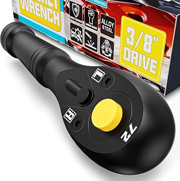 3/8" Drive Ratchet Handle, 72 Teeth Ratchet Wrench 105mm, Ratchet Handle with Quick Release Reversible for Bike Repair