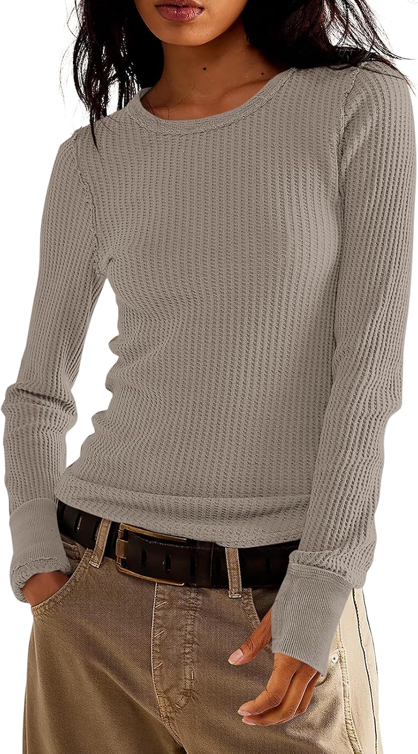 ladies waffle thermal shirts