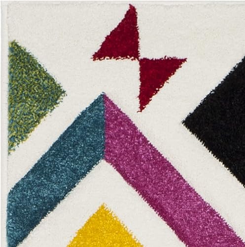 Vista 16 de SAFAVIEH Hollywood Collection - Alfombra decorativa de 4 x 6 pies, color marfil y rosa, diseño moderno de mediados de siglo, no desprende pelusa