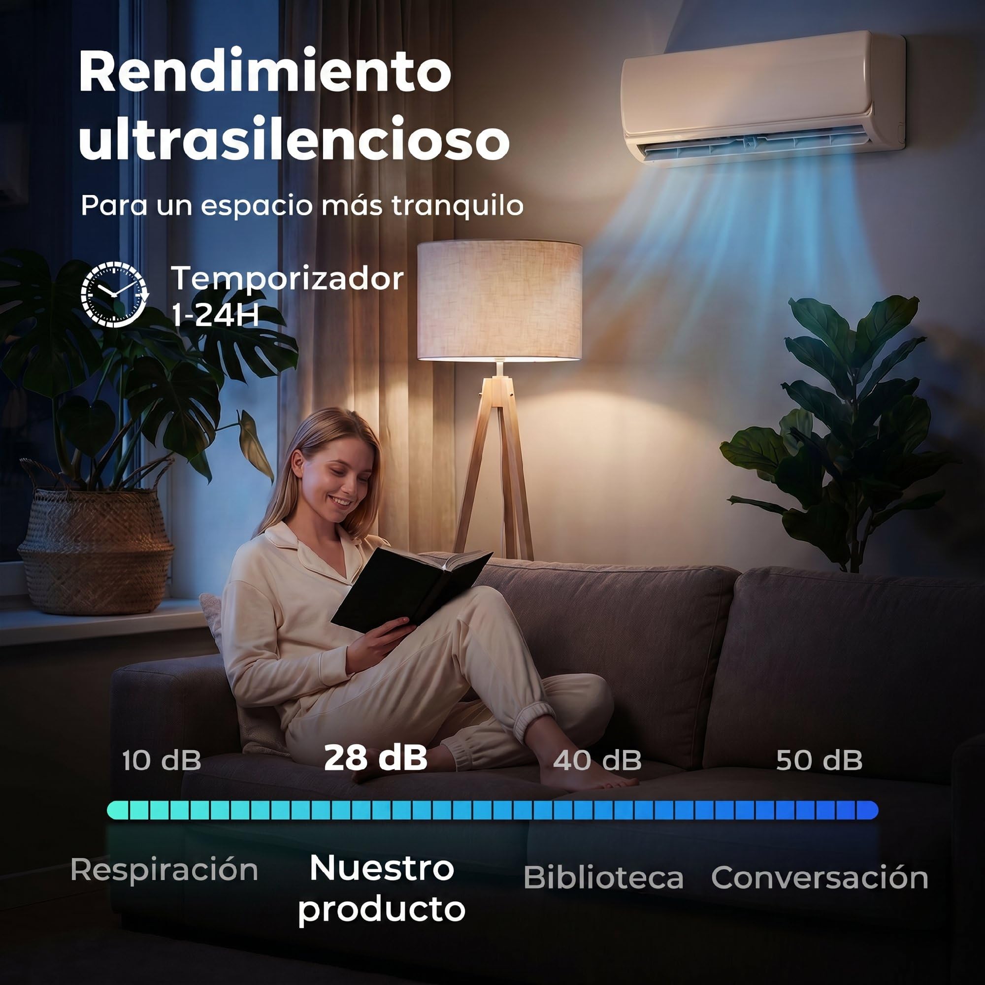 HOMCOM Aire Acondicionado Split 12000 BTU, Bomba de Calor, Aire Acondicionado Inverter, Clase A++, WiFi y Control por Voz, hasta 18 m², Pantalla LED, Mando a Distancia