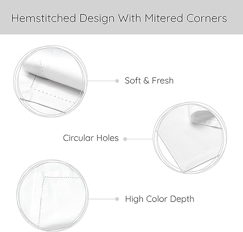 Miniatura 6 de Encasa Homes - Manteles individuales para mesa de comedor de 100 % algodón puro con vainica, tamaño 19 x 13 pulgadas (rectangular), color blanco,