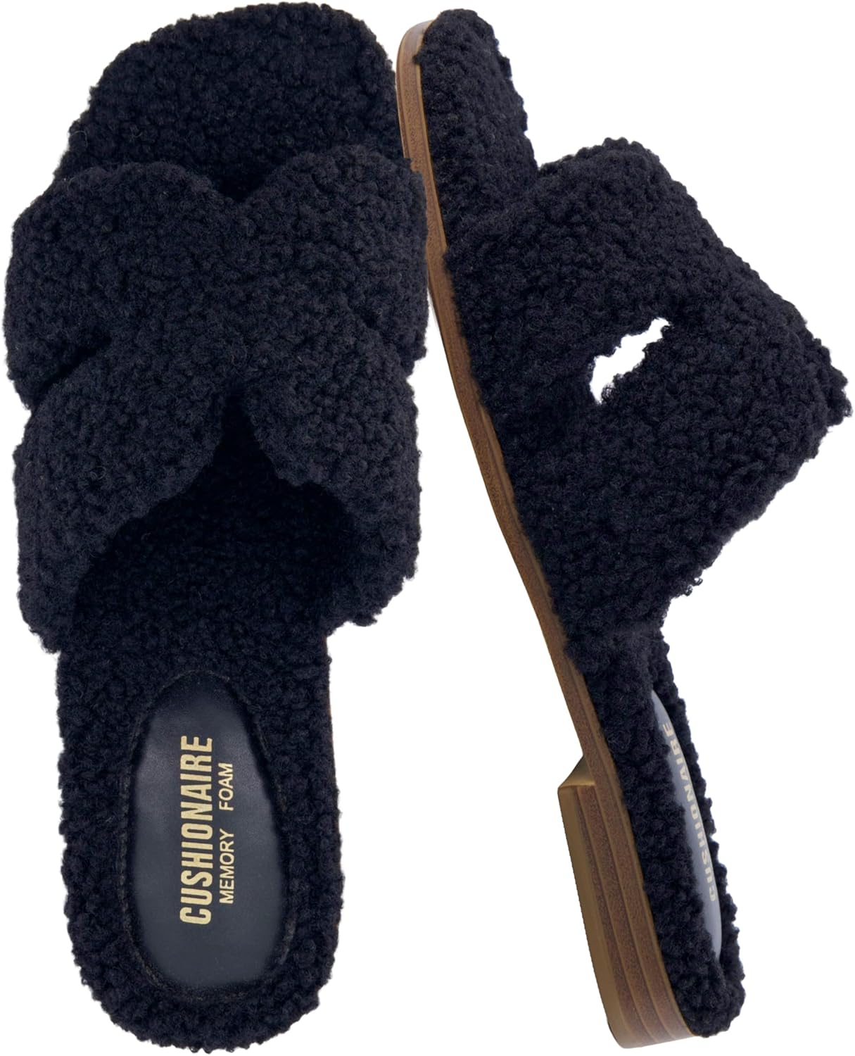 CUSHIONAIRE Women's Visa cozy slide sandal +Memory Foam, Wide Widths Available