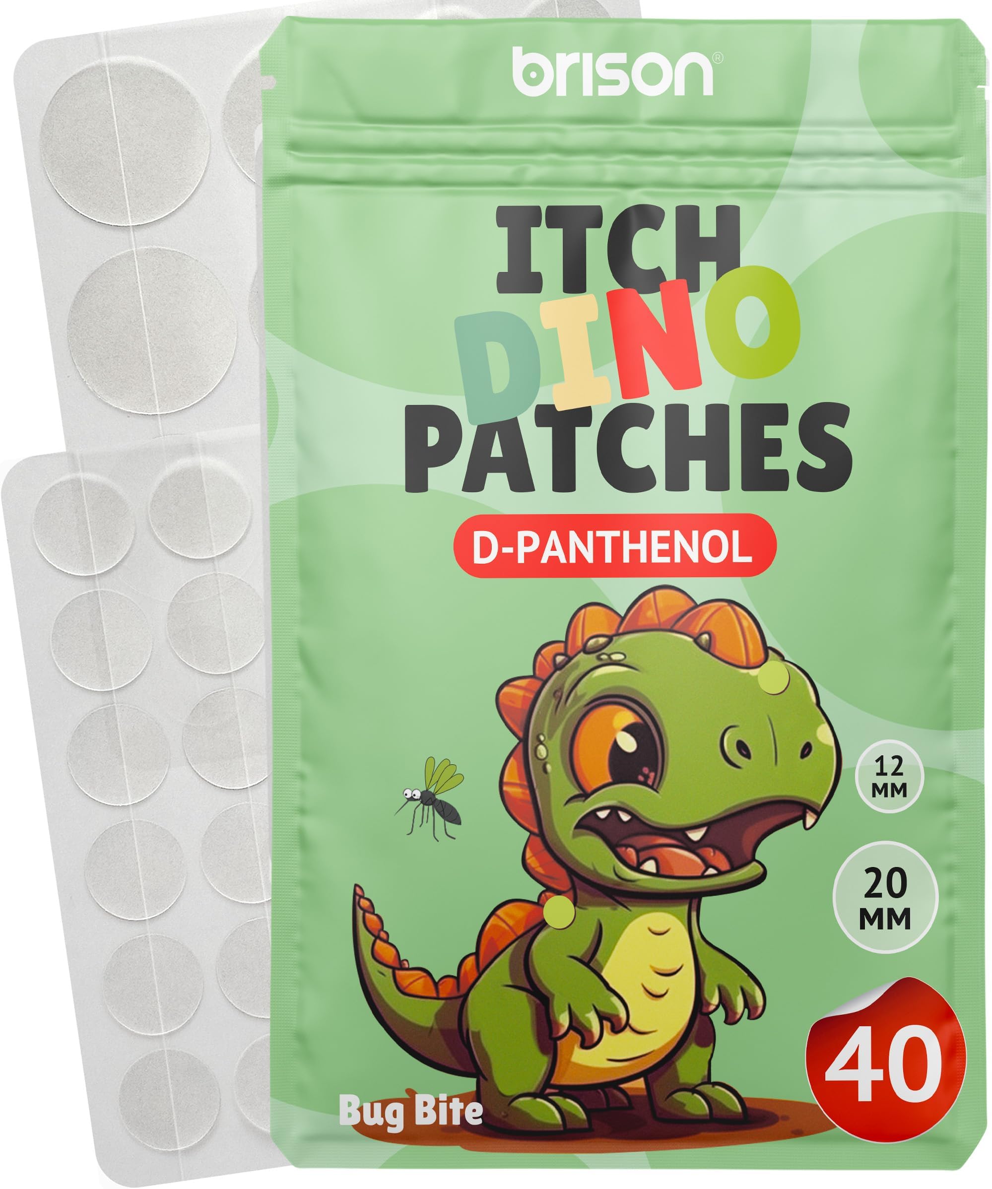 Brison Bug Bite Itch Patches - 40 Counts Insect Mosquito Stickers Natural D-Panthenol Formula Indoor Camping Essentials for Kids Adults