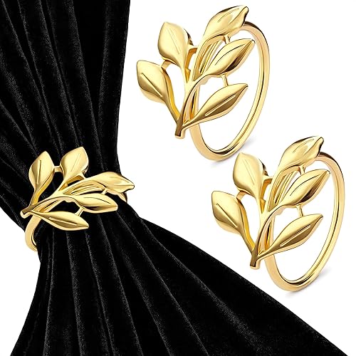 Juego de 20 servilleteros dorados – Servilleteros de Pascua se adaptan a varios estilos de servilletas, reutilizables, elegantes diseño de hoja de