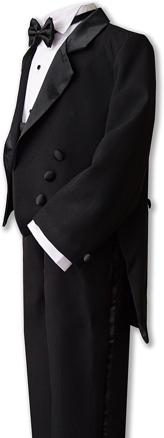 Gino Giovanni Boy's Black Formal Tuxedo Suit Set with Tail - Image 2