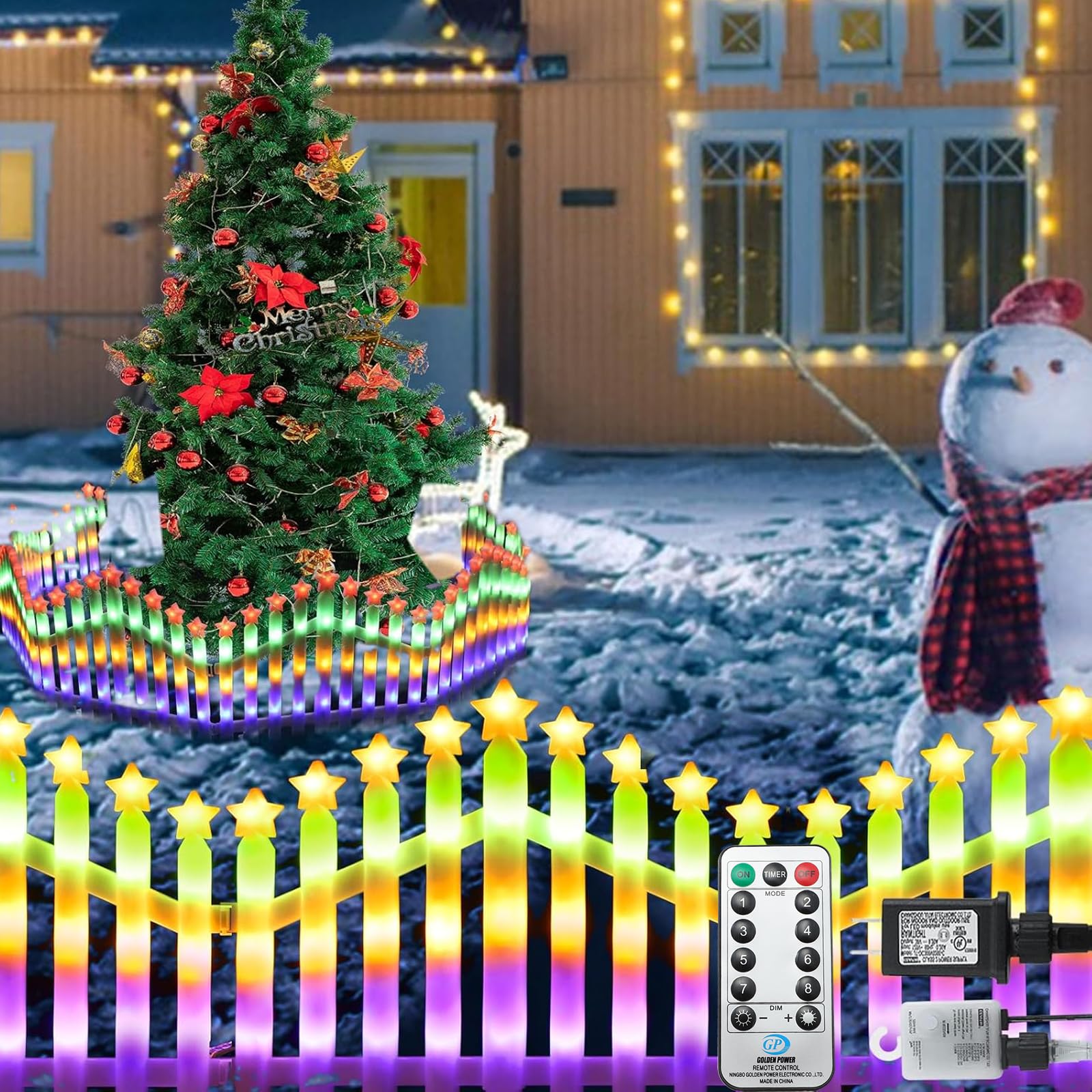 Amazon.co.jp: ライト付きガーデンフェンス クリスマスツリーフェンス