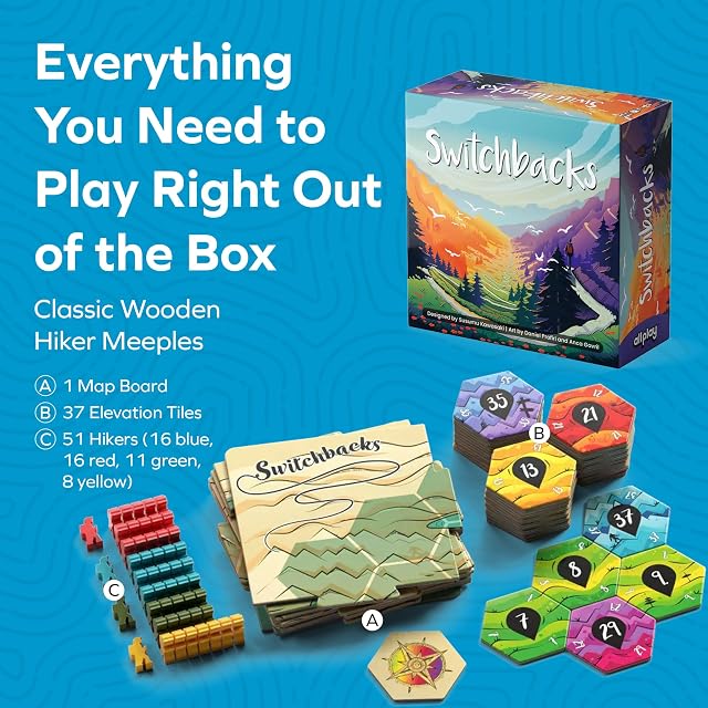 Foto 4 de 8 de Switchbacks Board Game - Tile Placement and Trail Strategy for 2-4 Players, Ages 11+, 1-Minute to Teach Series