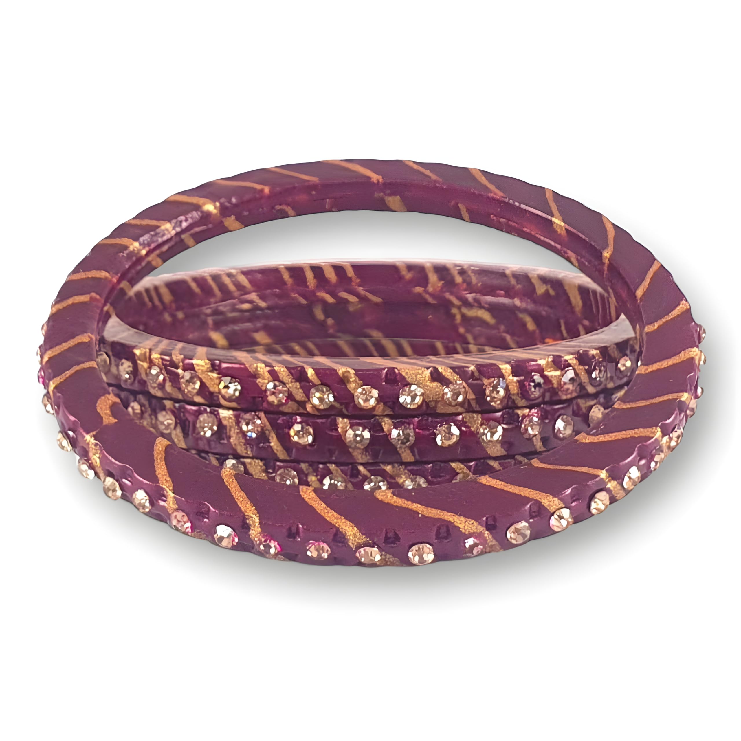 Praavya Lac Bangle Set For Women and Girls | Traditional Rajasthani Chudi | Jaipuri Design Golden Lahariya Lakh Bangles | Maroon Color Bangles | Set of 4 (Maroon, 2.8) (B0BGPC9982) Amazon Price History, Amazon Price Tracker