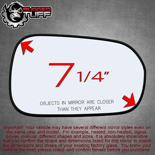 Miniatura 6 de Conjunto de cristal del espejo lateral del pasajero con placa trasera de plástico (no calentada) compatible con Honda Accord Sedan 1998-2002