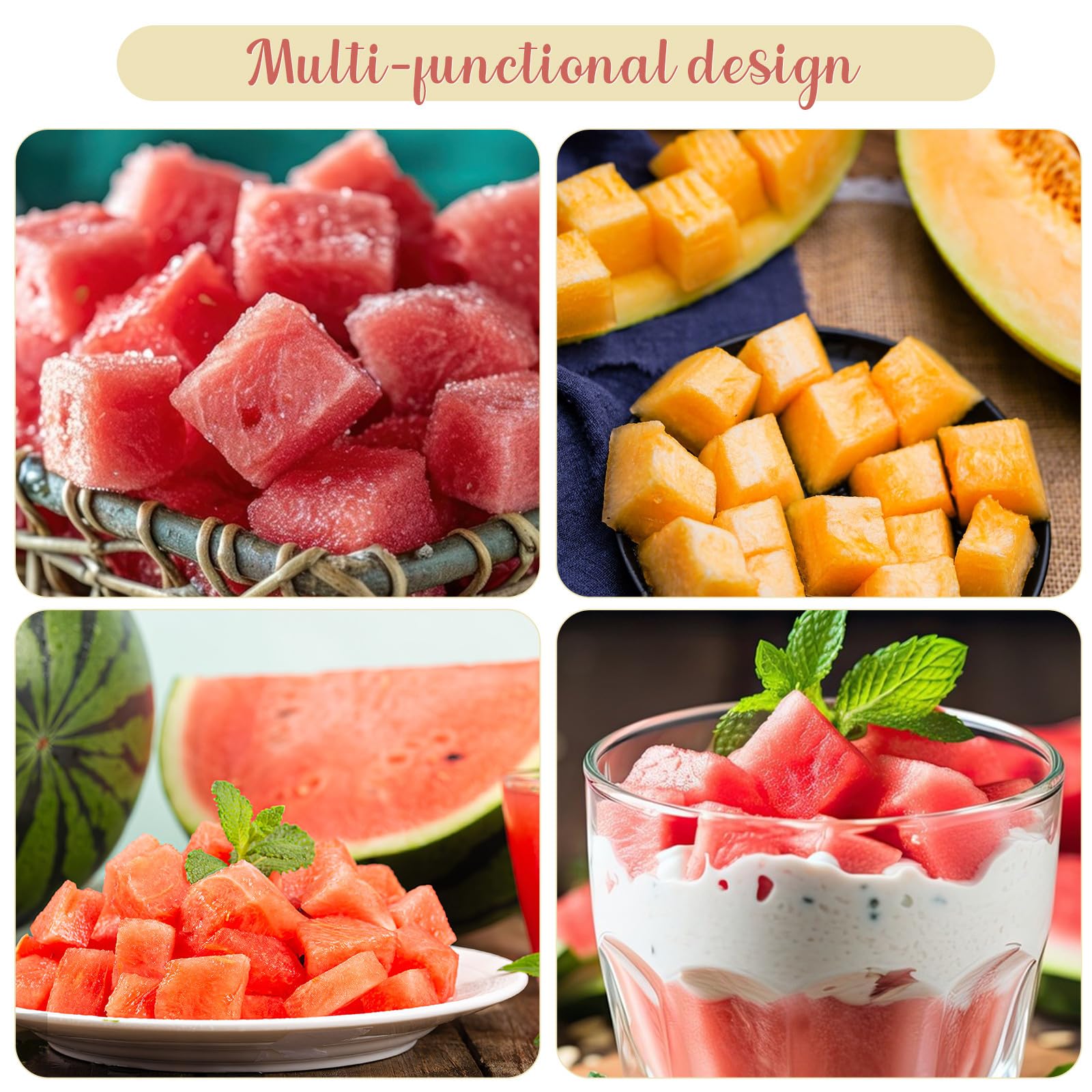 2 Stück Wassermelonen Obstschneider aus 304 Edelstahl Praktisches Küchenaccessoire Einfach zu Reinigen für Melonen und Früchte