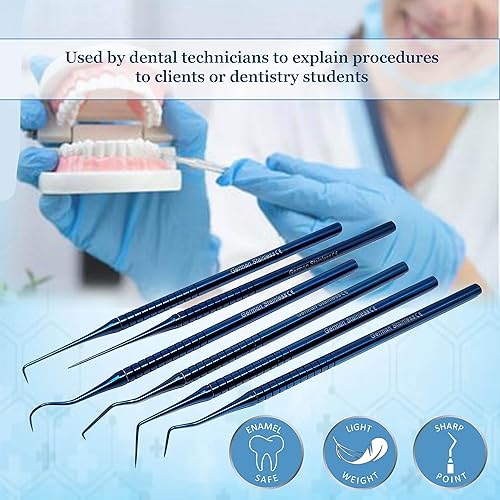 Miniatura 6 de A2Z - 6 púas dentales profesionales para limpieza de dientes, 100% acero inoxidable quirúrgico y removedor de placa con revestimiento de titanio