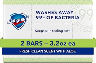 Safeguard Micellar Deep Cleansing Antibacterial Bar Soap with Aloe - Kills 99% Bacteria, Softens Skin, Fresh Scent, 3.2oz 2-Pack