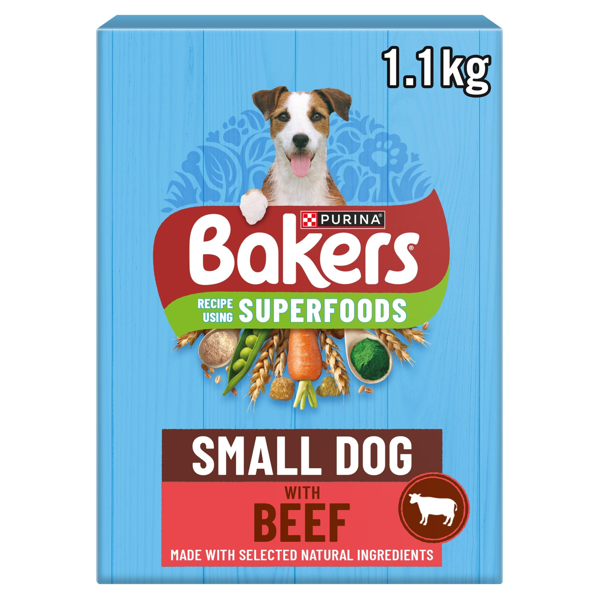 Bakers Small Dry Dog Food Beef & Veg, 1.1kg