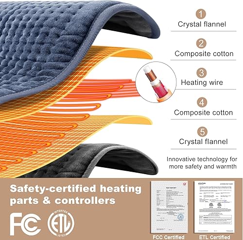 Vista 2 de Almohadilla térmica para aliviar el dolor de espalda, extra grande 33 x 17, almohadilla térmica portátil para hombros, cuello, calambres, dolor