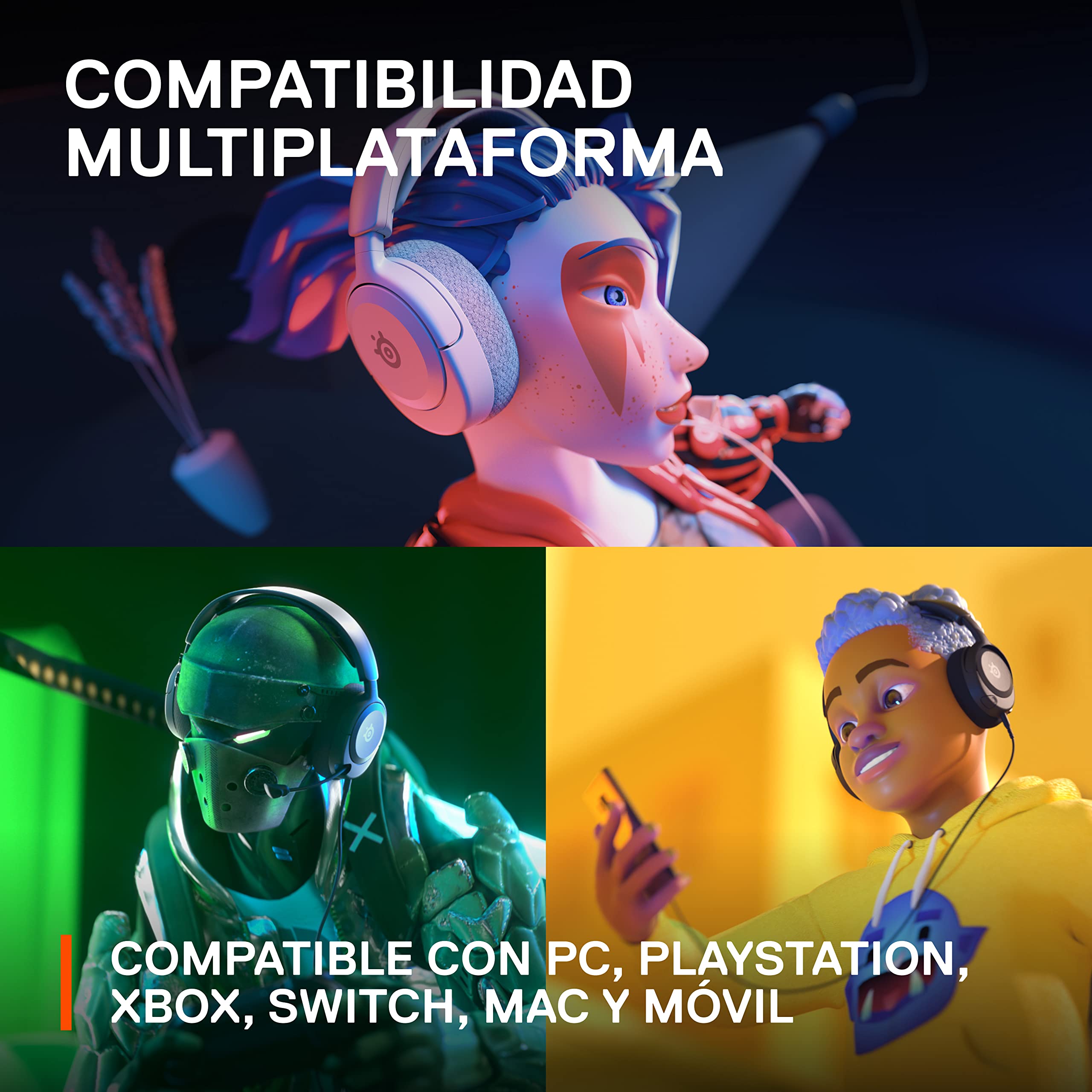 SteelSeries Arctis Nova 1 - Cascos Gaming Con Cable Multisistema - Controladores Hi-Fi - Audio espacial 360° - Almohadillas de espuma con memoria - Ultraligeros - PC, PS5, PS4, Xbox - Blanco