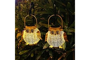 Hanging Solar Lanterns Set With Owl Pattern for Outdoor Garden Decor
