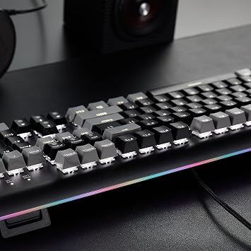 Hexgears GK735 Wired Full Size Mechanical Keyboard, Aluminum Housing Built for Gamers w/Kailh Box White Switch, White Backlit + Surrounded by RGB Light Strip, 104 Keys Gaming Keyboard for PC/Mac