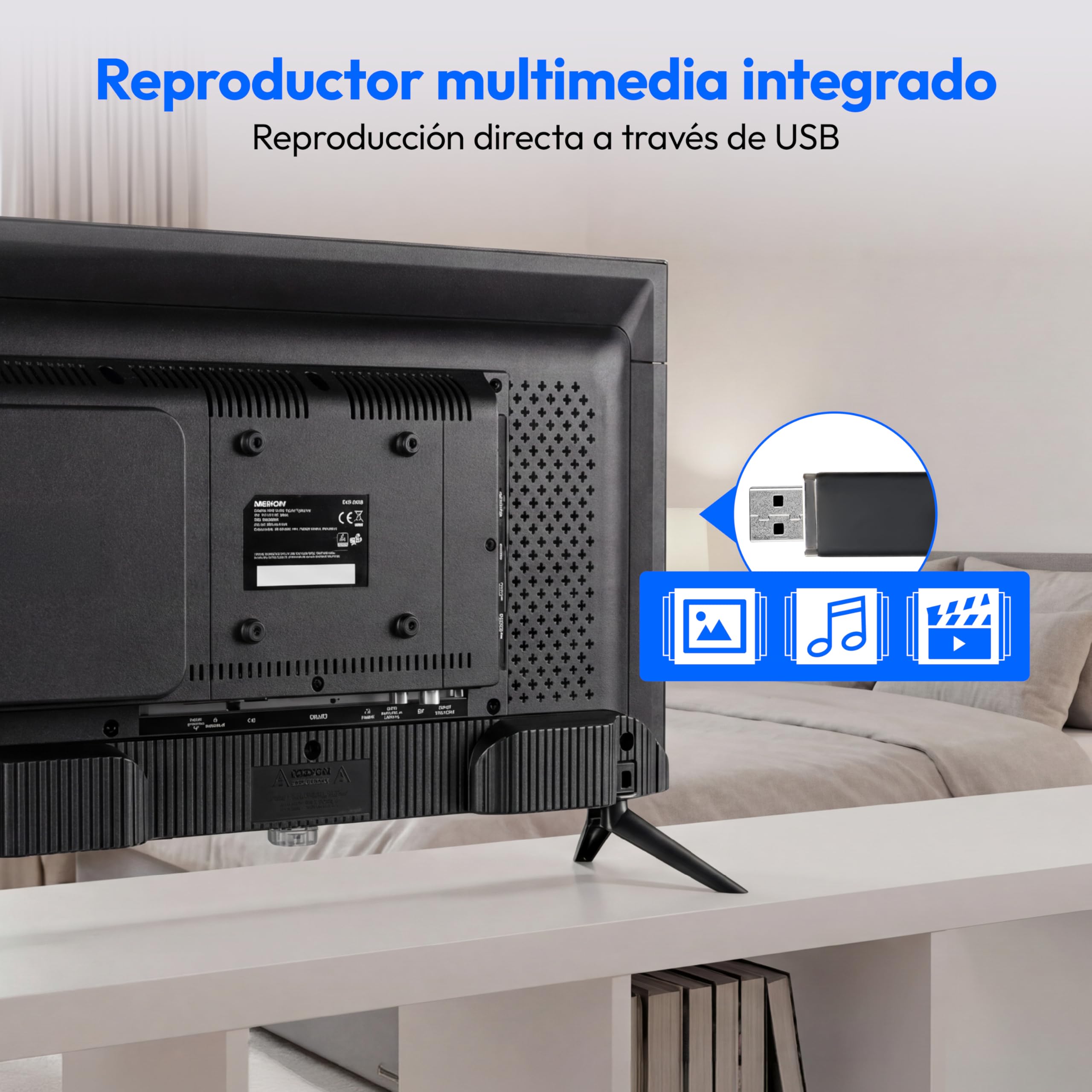 MEDION Televisor Full HD 59,9 cm (24 Pulgadas) (Ideal para Camping, Caravana, camión, jardín, Adaptador Coche 12V, Triple sintonizador, HDMI, USB), MD824000, Negro