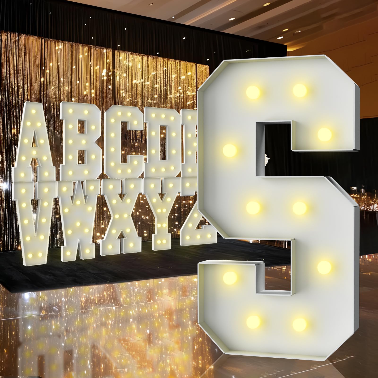 Letras de marquesina de 3 pies de alto con luces LED para eventos exclusivos 8