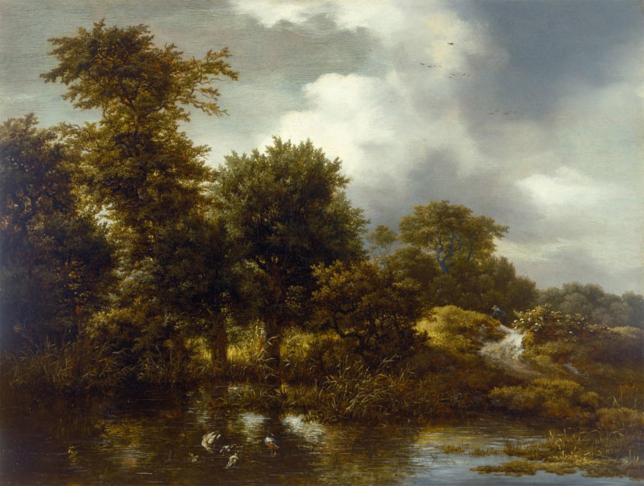 POSTERIIk Famous Print Pop Art Wall Art Graffiti a Wooded Landscape with a Pond by Jacob Van Ruisdael Art Prints for Home Decor 60x90cm