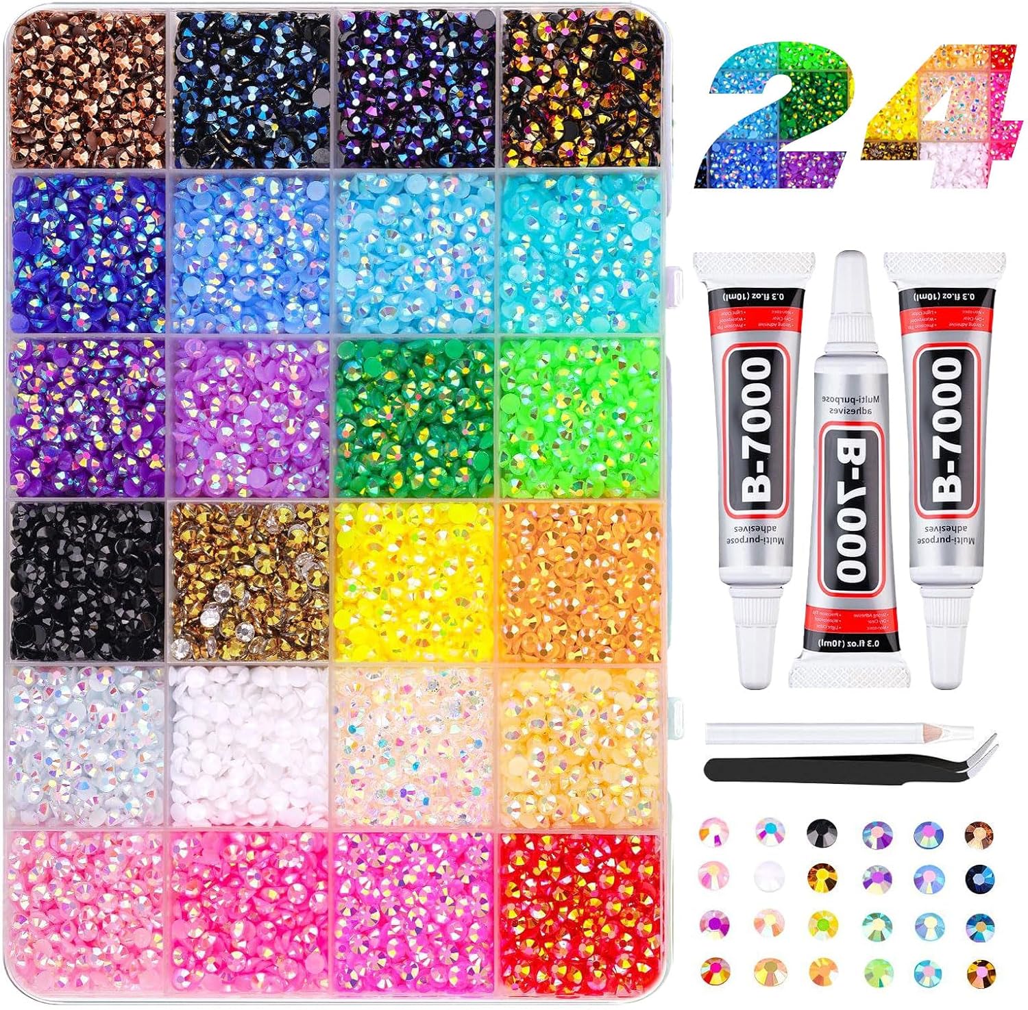 TICFICK Bedazzler Kit with Rhinestones, Colorful DIY Resin Jelly Rhinestones for Bedazzling, Multicolor Diamond Art Accessories, Bedazzler Kit with 3Pcs B7000 for Nail Art Crafts (32000)