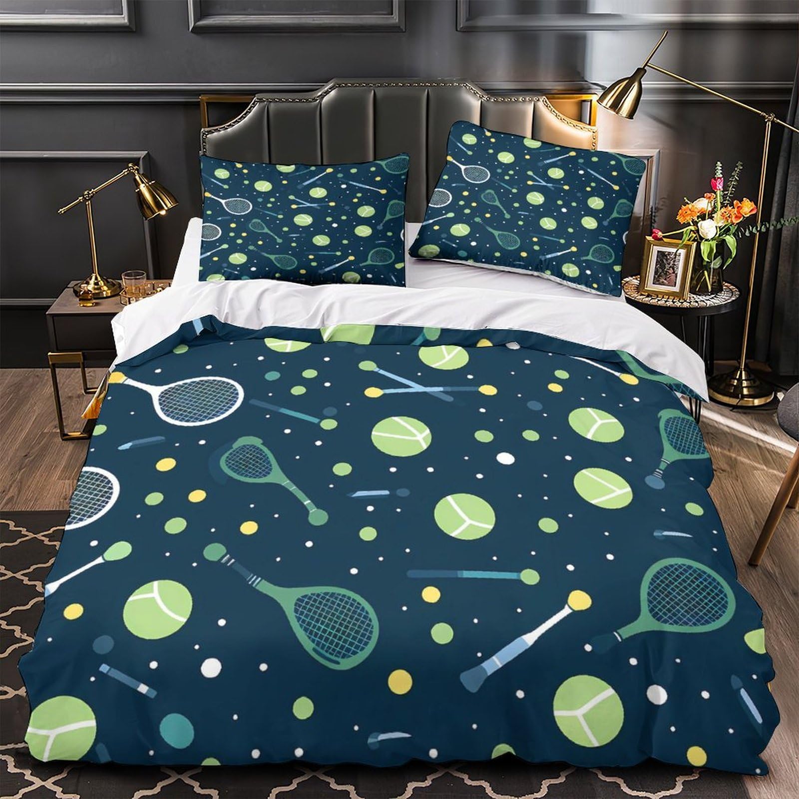 Housse de couette tennis 3D lit simple pour chambre de jeune sportif