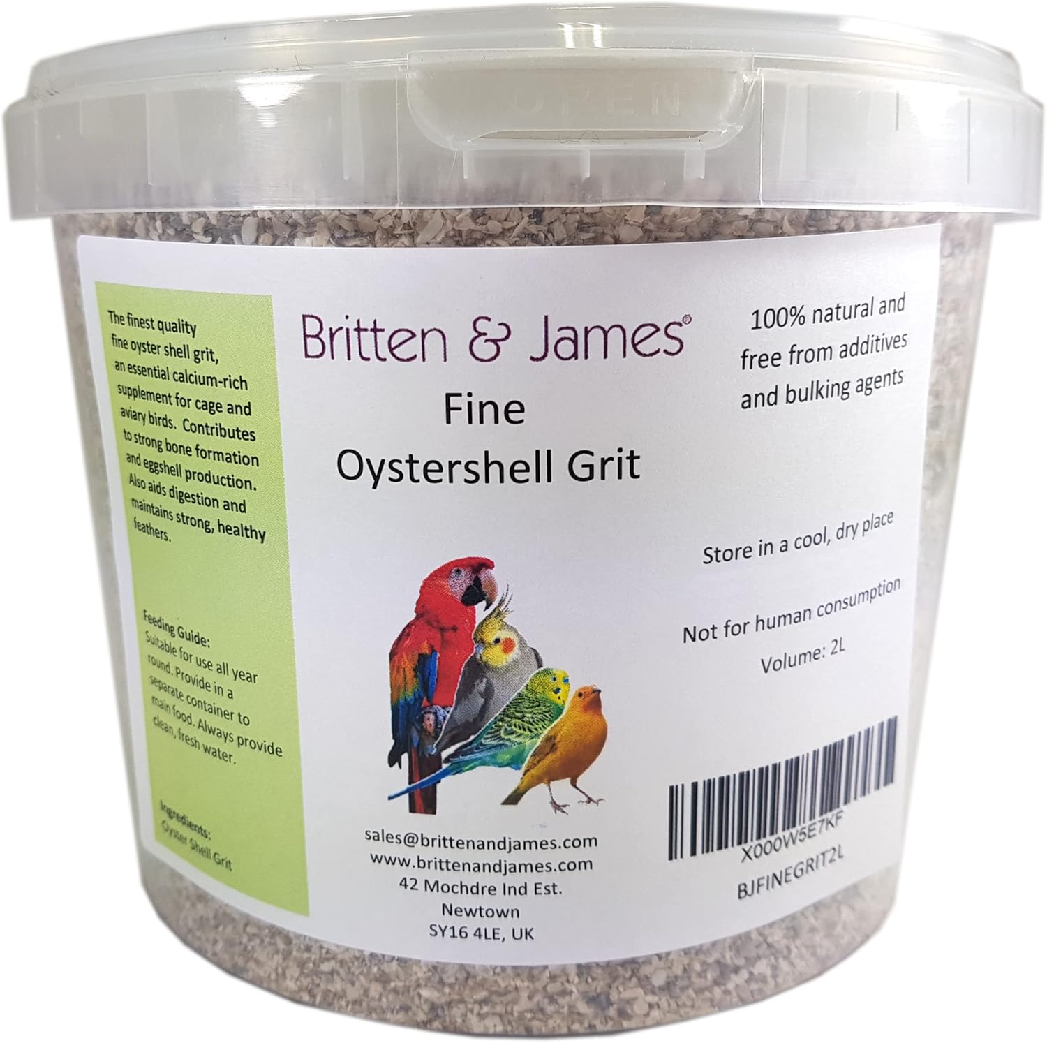 Britten & James Fine Oystershell Grit 2L Tub (2.8kg). A Calcium rich
