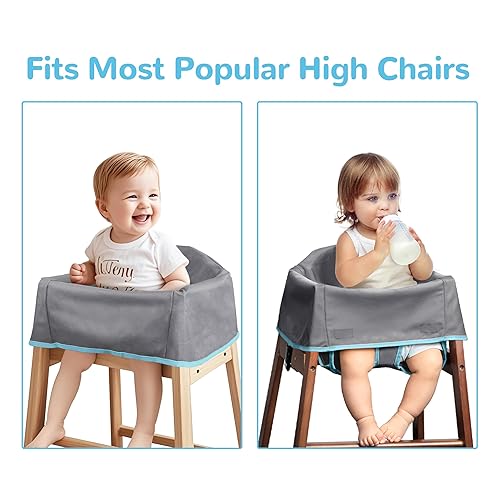 Miniatura 7 de Funda para silla alta de bebé de doble cinturón, versión mejorada, para silla alta de madera o restaurante, material resistente y robusto,