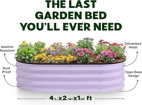 Miniatura 4 de Camas de jardín elevadas galvanizadas al aire libre  4 x 2 × 1 pie jardineras elevadas para jardinería, verduras, flores, caja de jardín de metal