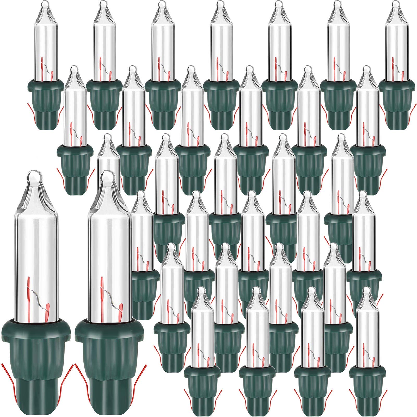 Mudder Christmas Clear Replacement Mini Light Bulbs Incandescent Light Bulbs 3.5 V Mini Glass Lights with Green Base, 0.12 Ampere, 0.43 Watt (200)