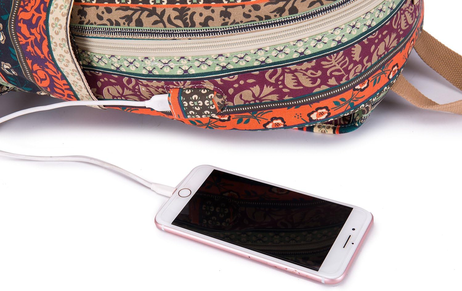 Kinmac New Bohemian Water Resistant Laptop Backpack with Massage Cushion Straps and USB Charging Port for Laptop Up to 15.6 Inch Men Women Student Travel Outdoor Backpack Photo