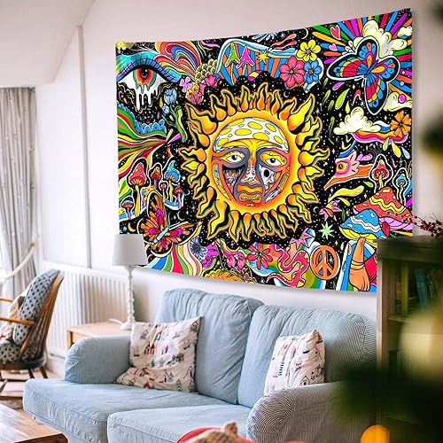 Miniatura 5 de Lifezilla Tapiz de flores de sol, bonito tapiz para dormitorio, tapiz estético, hippie y estético, decoración de habitación (50 x 60 pulgadas)