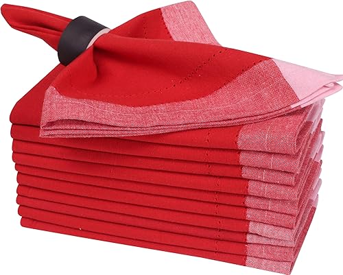 Miniatura 19 de Bedding Craft Juego de 12 servilletas de cena de tela de lino de linaza y algodón - 18x18 pulgadas, naturales con dobladillo, de tela reutilizable