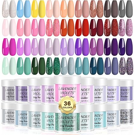 Amazon.com: Lavender Violets 36 Colors Dip Powder Nail Kit Starter Quick Drying Dipping Powder