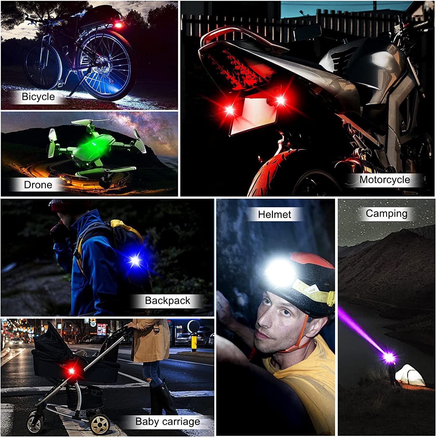 US1984 7 Colors 31 Modes LED Aircraft Strobe Lights for Auto Car Drone Bicycle Bike Helmet Warning Lights, Led Strobe Light with Memory Function, Warning Rear Light for Motorcycle and car (1pcs) 1