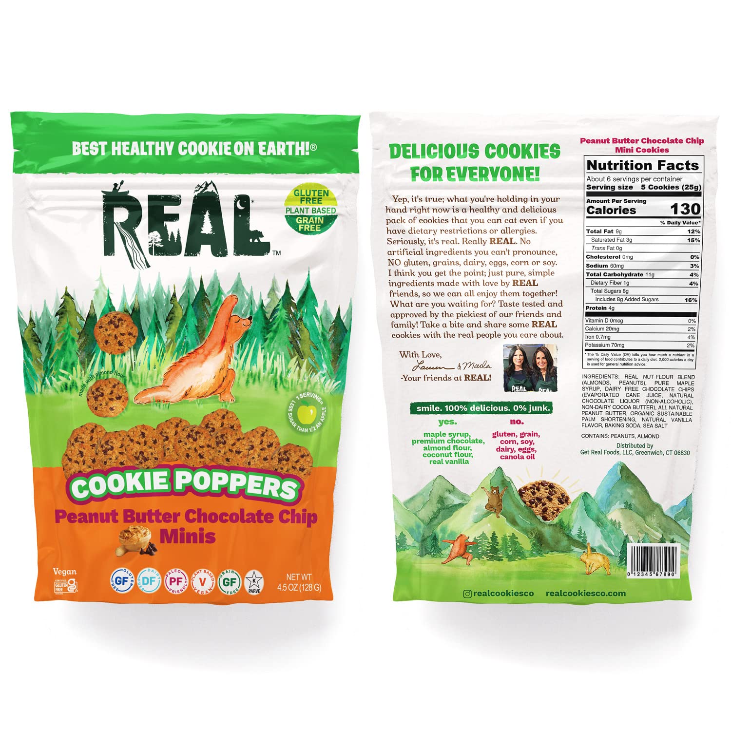 REAL Peanut Butter Chocolate Chip Mini Cookie Poppers – Bite-sized Gluten Free Semi Soft Baked Cookies – Dairy Free, Vegan, Kosher, Paleo – Delicious Mini Peanut Butter Chocolate Chip Cookies (4.5 oz) image 3