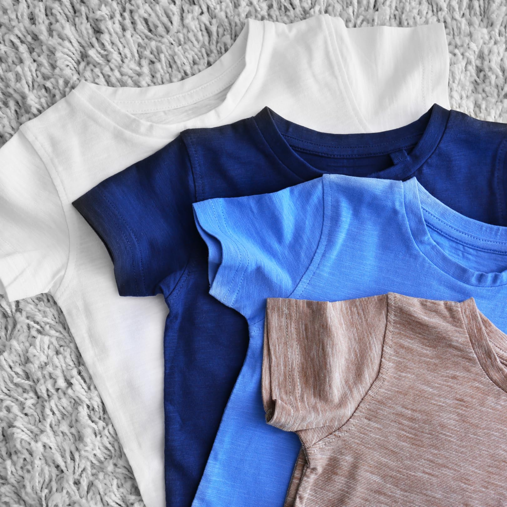 Confezione da 3 magliette unisex per bambini, girocollo, a maniche corte, casual, tinta unita, morbide, per ragazzi e ragazze, Viola, 11-12 Anni