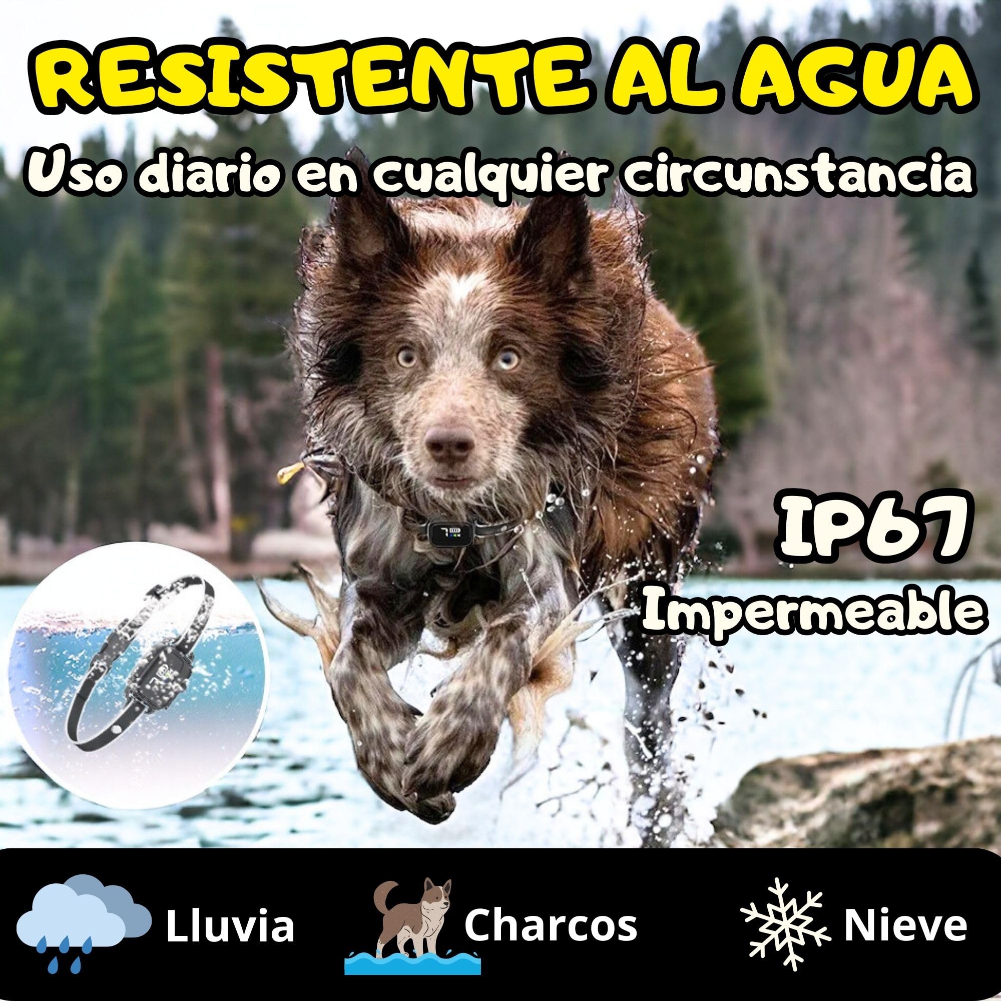Collar Antiladridos Perros Pequeños y Medianos, Detección Automática, Ligero e Inteligente, 7 Niveles Intensidad + 3 Modos de Adiestramiento, Collar electrico para Perros. (Negro)