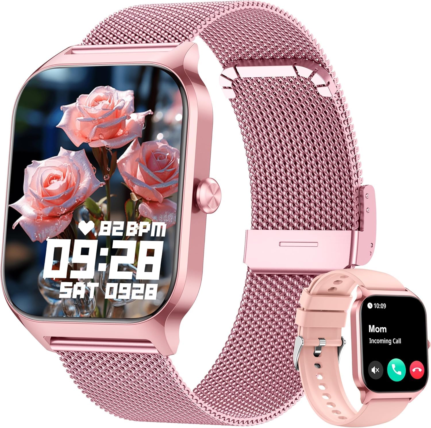 KALINCO Smartwatch Herren Damen, Blutdruckuhr mit Bluetooth-Telefonie, AI Fitness Tracker mit Herzfrequenz SpO2 Stress, 100+ Sportmodi Fitnessuhr,Weltuhr, Schlafanalyse, Geschenkideen für iOS Android