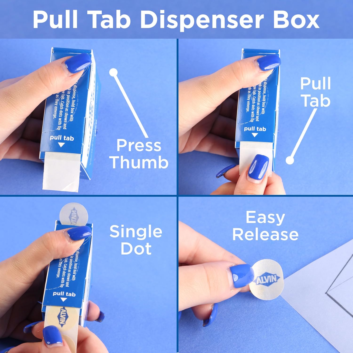 ALVIN Drafting Dots Model DM123D Display Pack, Low Tack Adhesive, Ideal for Drafting, Tracing, Drawing, and Household Use, Easy Removal with No Residue - 12 Rolls