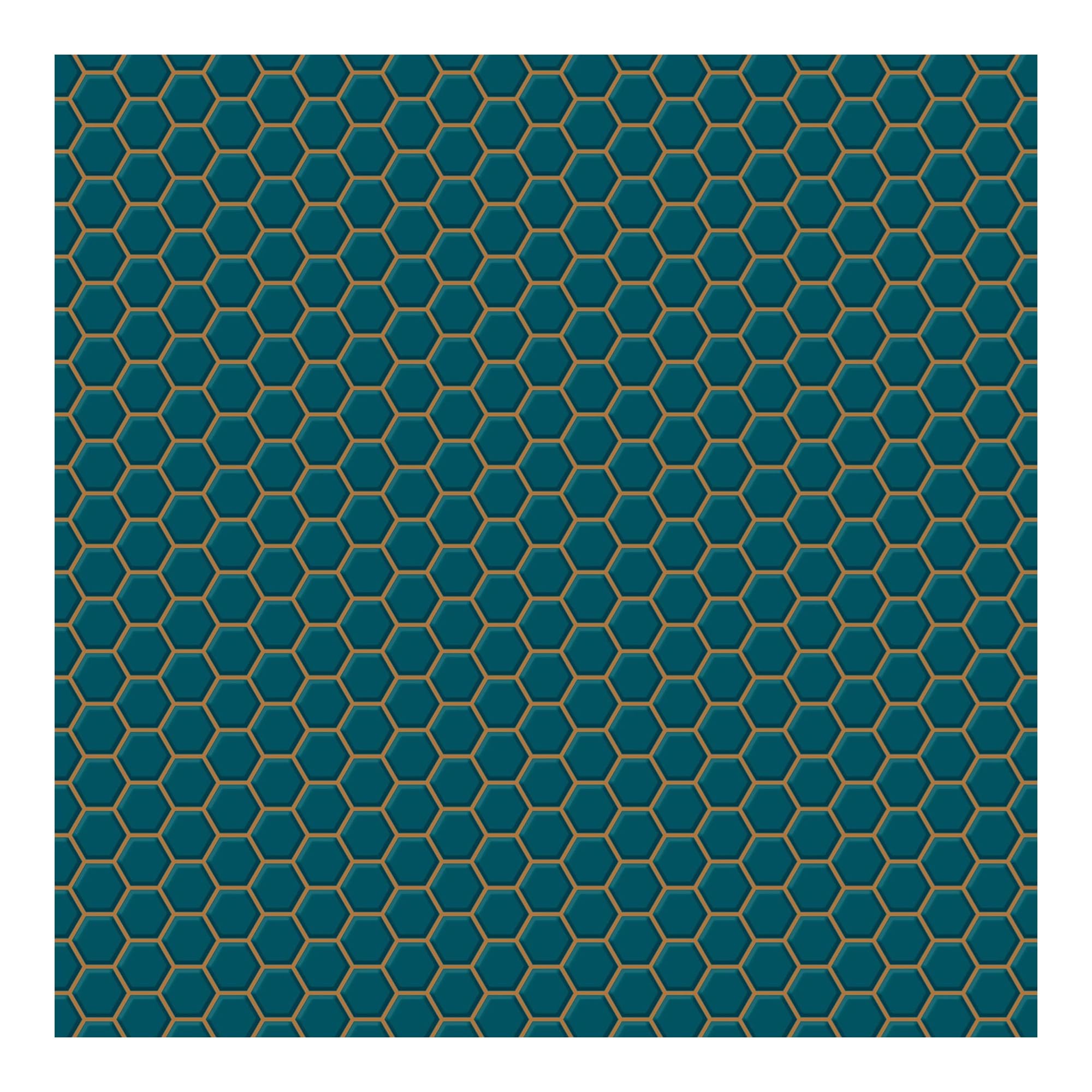 Contour Hexagon Lattice - Teal Wallpaper