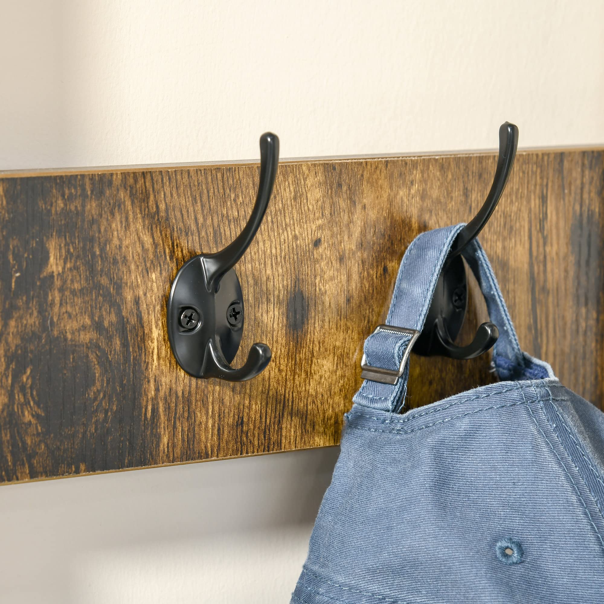 HOMCOM Ständer 100cm x 38.5cm x 185.5cm Rustikal Braun/Schwarz | Freistehender Flurgarderobe, Mantel mit Haken, Bank und Schuhregal, Industriestil