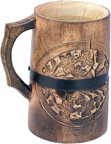 Taza de cerveza de madera hecha a mano – Vaso de cerveza estilo rústico estilo barril vintage para cerveza, café, té, regalo único para hombres y