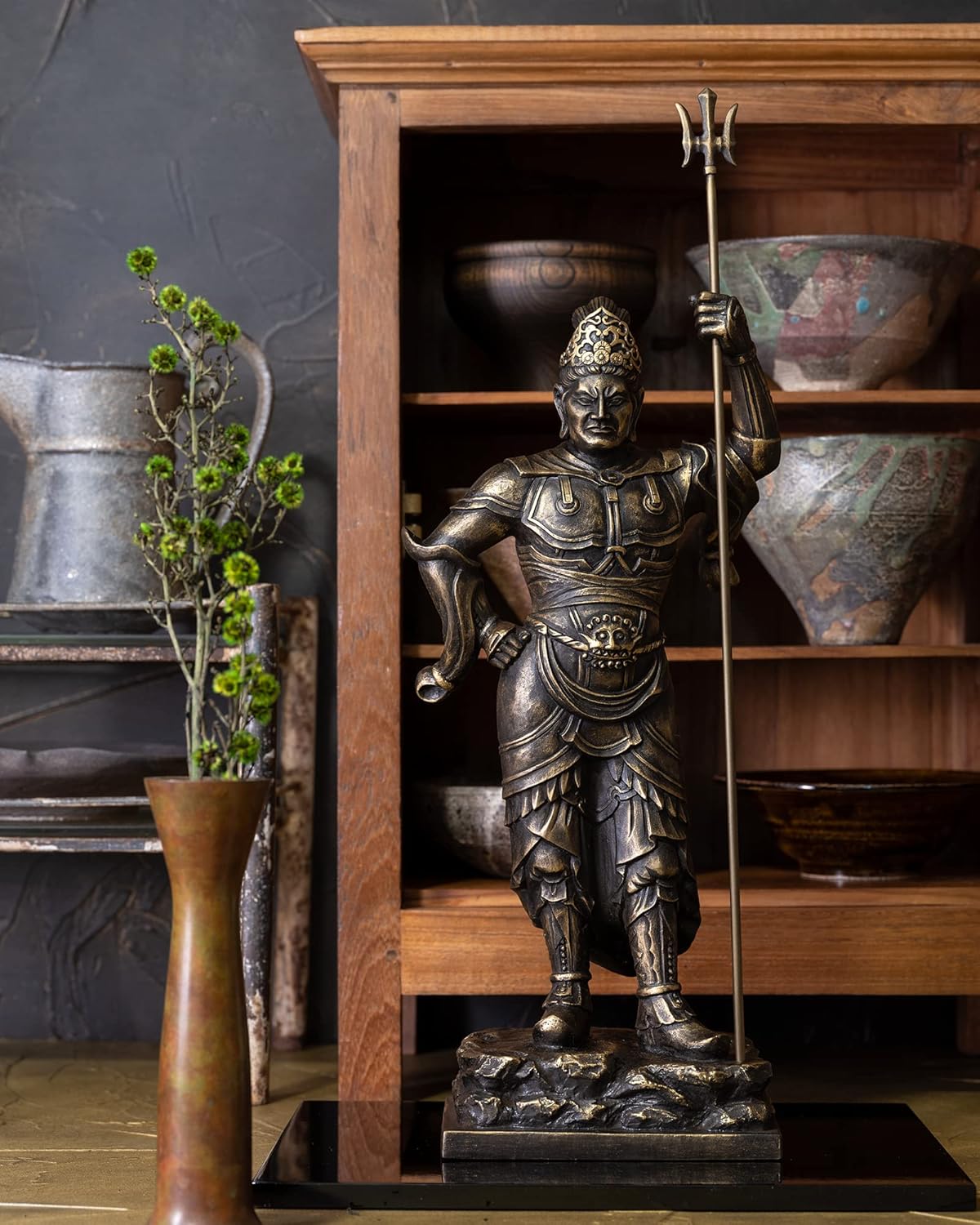 仏師銘版 毘沙門天立像 35cm 蝋型/青銅（ブロンズ）製 仏師：長田晴鳳 原型