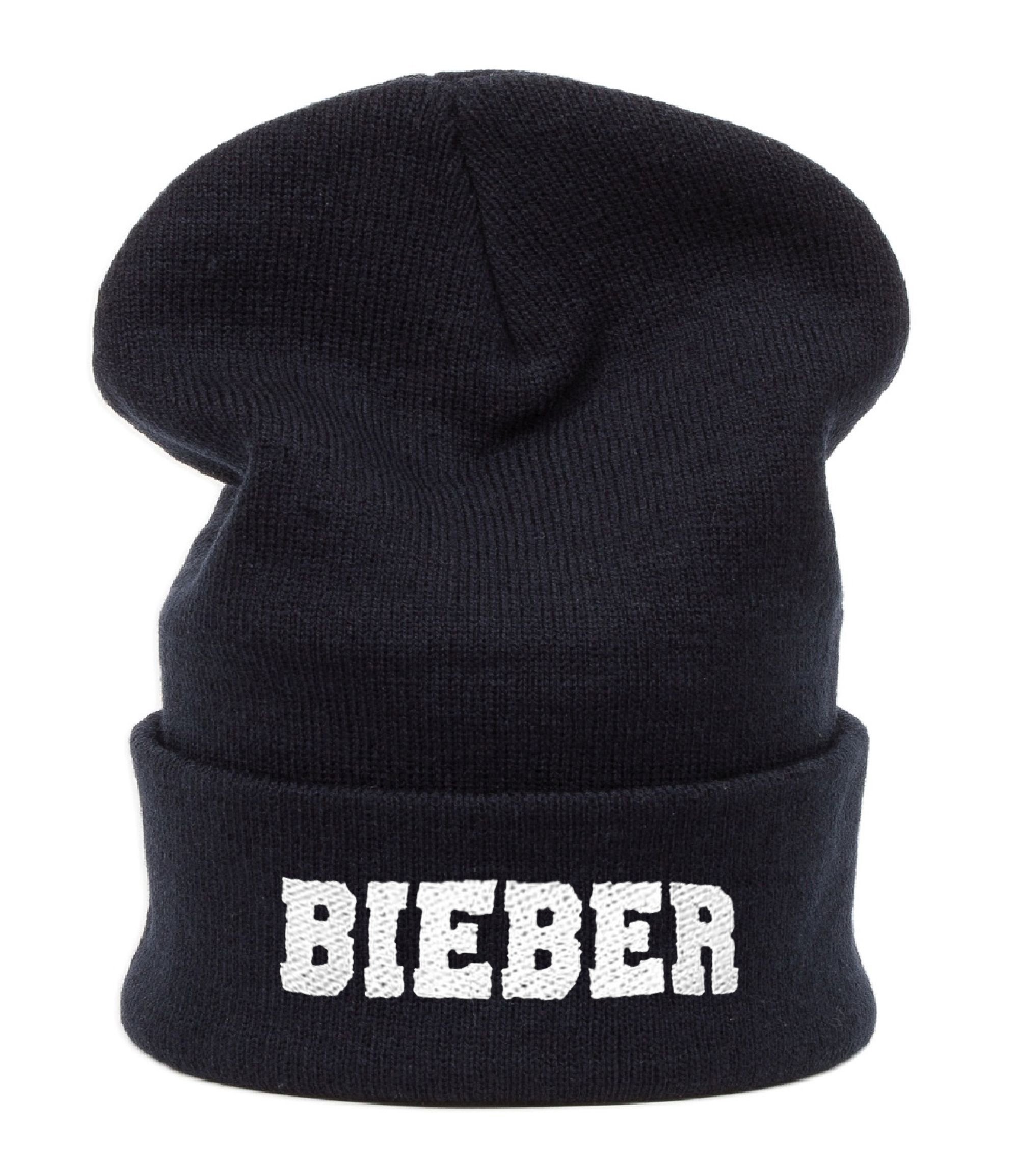 Mfaz Morefaz Ltd Unisex Kids Black Bieber Kids Winter Beanie Hat Style Meow, Cool Kids, Justin,Nial, I Love You, Girls Boys Children Knitted Bubble Girl Boy Cap (Black Bieber)