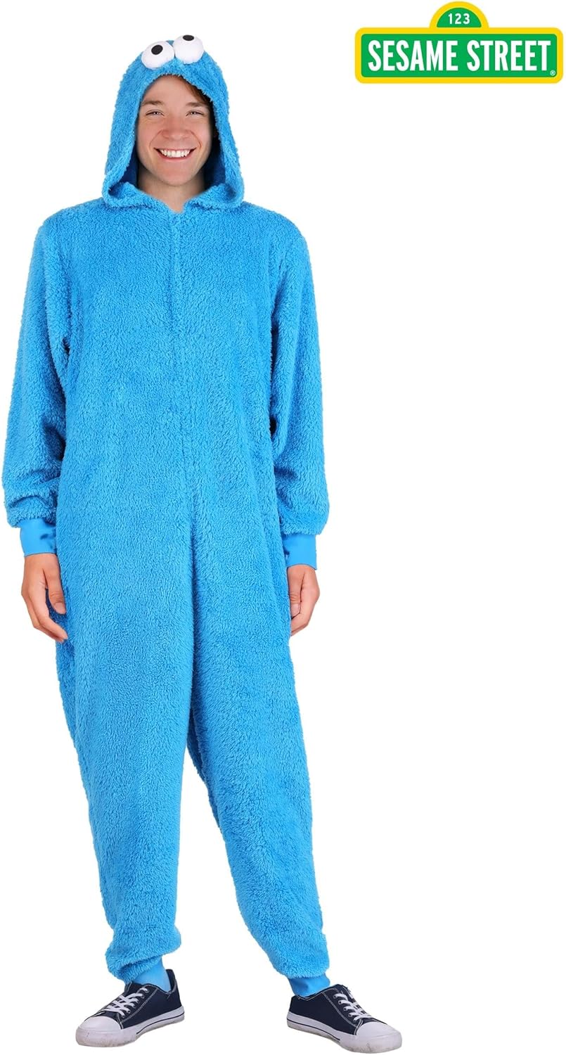 Sesame Street Adult Cookie Monster Costume Jumpsuit, Officially Licensed, Plush, Zip-Up with Attached Cartoon-Style Eyes - Image 2