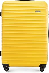 WITTCHEN Valise Grande Taille Valise de Voyage à roulettes Coque Rigide ABS 4 roulettes Spinner Serrure à Combinaison Poignée télescopique Groove Line Taille XL Jaune Air France/Easyjet/Ryanair