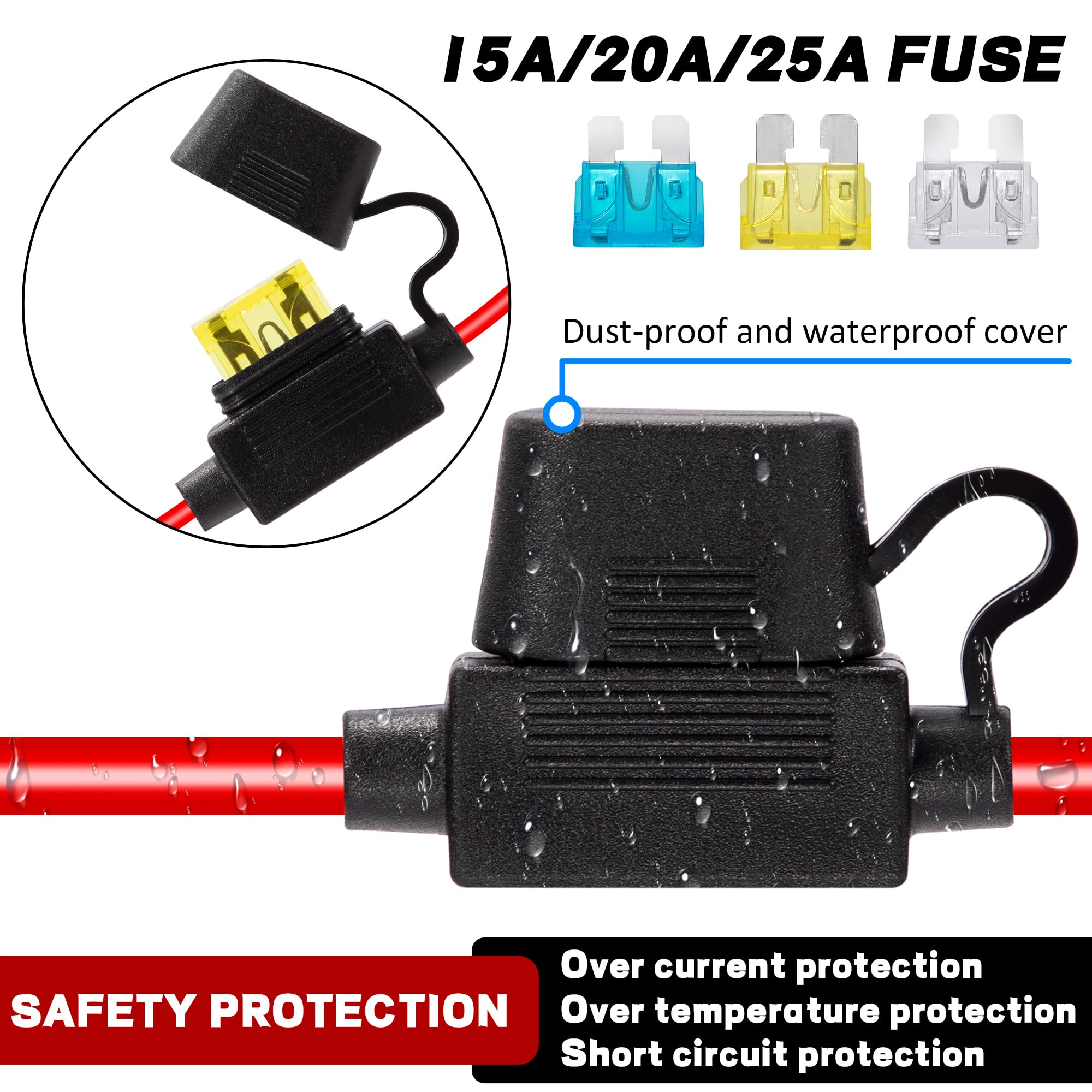 Presa Accendisigari Universale Con Prolunga 1,2m/3m – 12V-24V, Impermeabile, Con Fusibili 20A/25A – Per Auto, Barca, Moto - 3