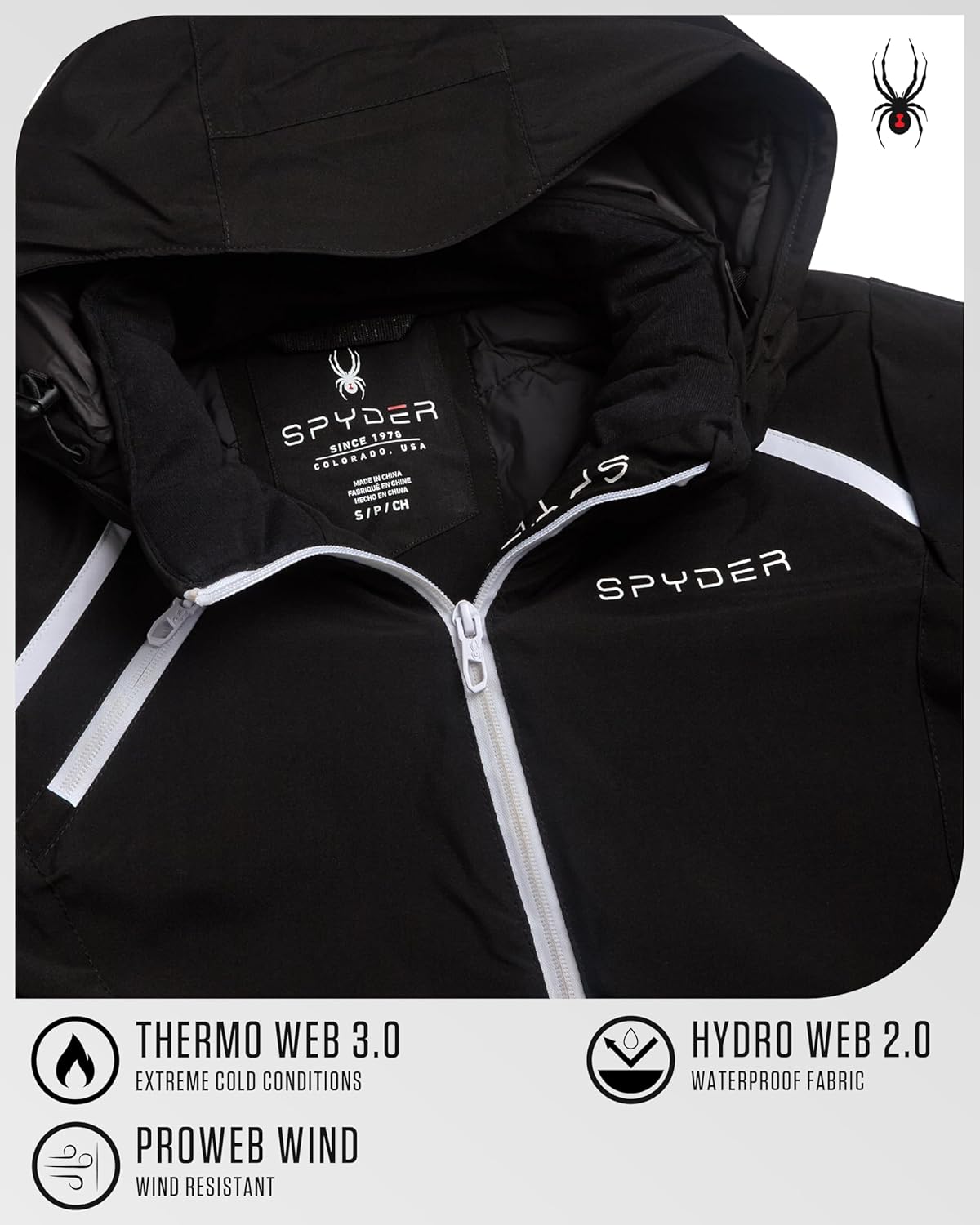 Spyder Womens Quilted Jacket - Wind Water Resistant Insulated Winter Coats Quilted Ski Jacket with Hood and Zippered Pockets - Image 4